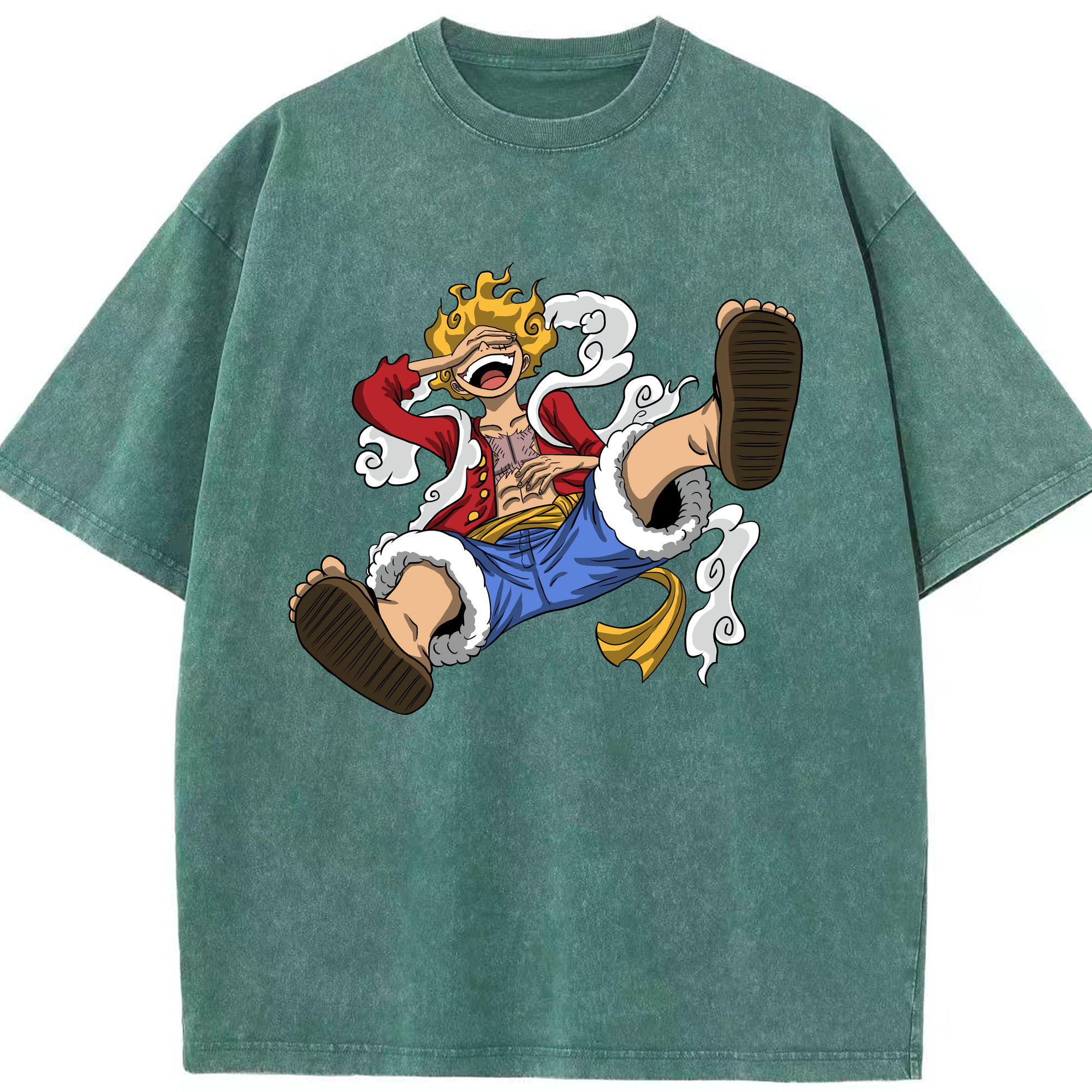 ワンピース モンキー・D・ルフィ ONE PIECE Monkey D. Luffy 綿100% ヴィンテージ風 半袖Tシャツ（フロントプリント）